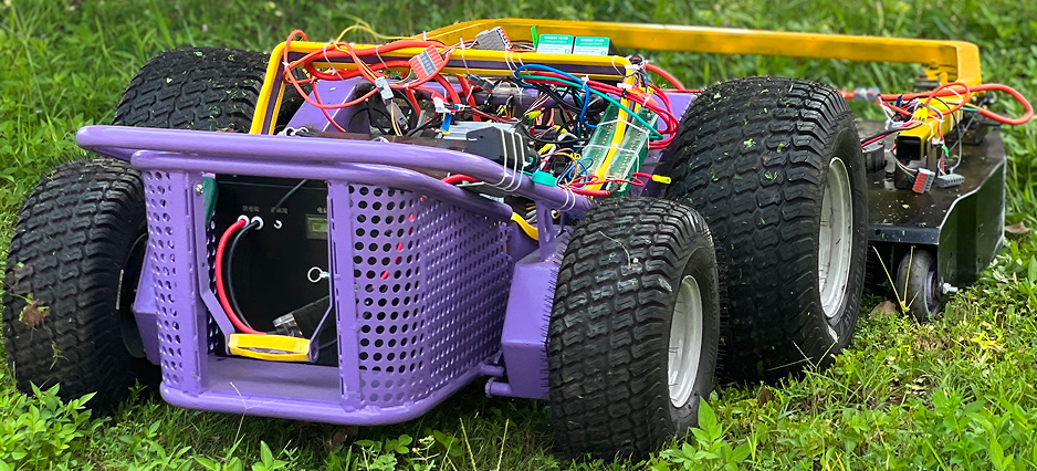 Pandag mower without casing showing internal wiring connections