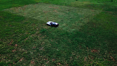 PANDAG mower positioned on the grass