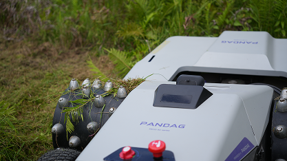 Close-up view of the Pandag mower